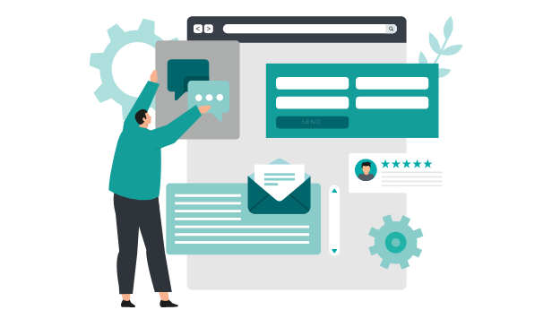 Graphic showing a landing page build