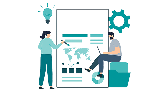 Graphic showing graphic designers working