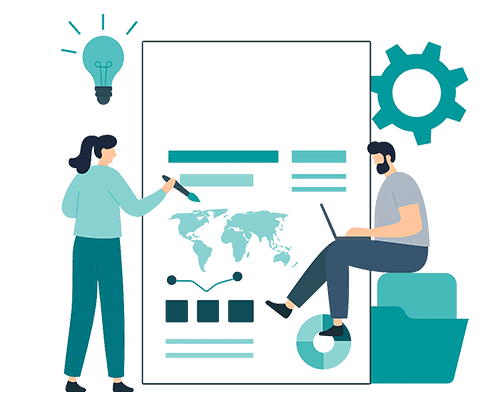 Graphic showing graphic designers working